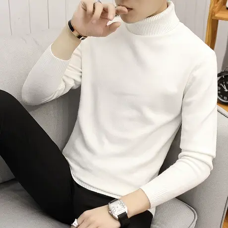秋季男士高领毛衣韩版修身青年学生套头翻领薄款针织打底衫潮线衣商品大图
