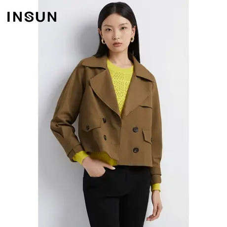 INSUN恩裳奥莱秋季插肩袖干练短款风衣图片