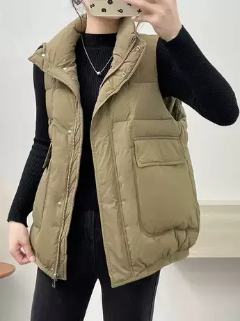 2023秋冬新款时尚羽绒马甲女立领宽松无袖外穿休闲马夹外套ins潮商品大图