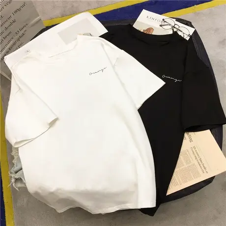 ins超火网红短袖t恤女夏季韩版宽松显瘦学生个性半袖上衣服打底衫商品大图