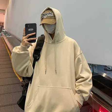美式复古重磅卫衣男生潮ins春秋款连帽衣服潮牌港风oversize外套商品大图