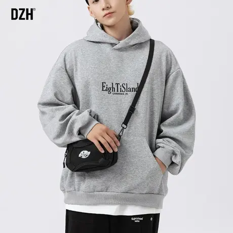 男士灰色连帽卫衣潮牌男美式重磅情侣男装秋装连帽衫休闲运动外套商品大图