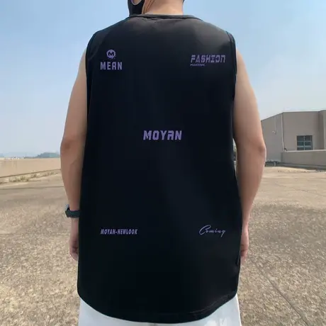 纯棉男生背心外穿坎肩篮球健身ins大码男装运动潮流无袖t恤夏季图片