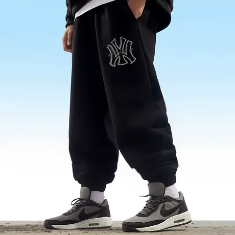 运动裤宽松束脚加肥加大码裤子男潮卫裤长裤胖人束脚裤春夏季薄款商品大图