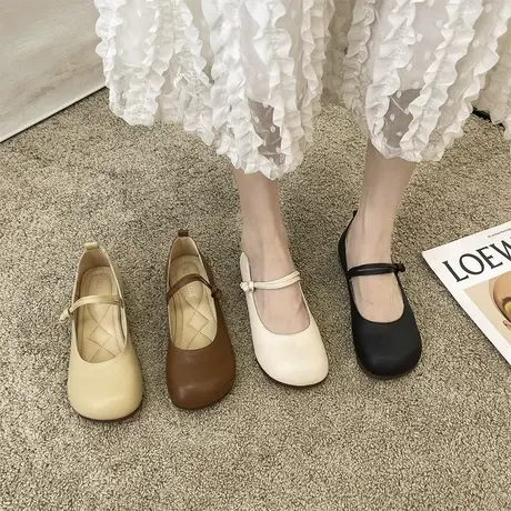 仙女风玛丽珍单鞋女2024春新款百搭平底大头娃娃鞋孕妇防滑豆豆鞋商品大图