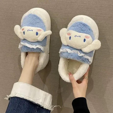 玉桂狗棉拖鞋女士冬季包跟室内居家可爱防滑保暖毛绒三丽鸥月子鞋图片