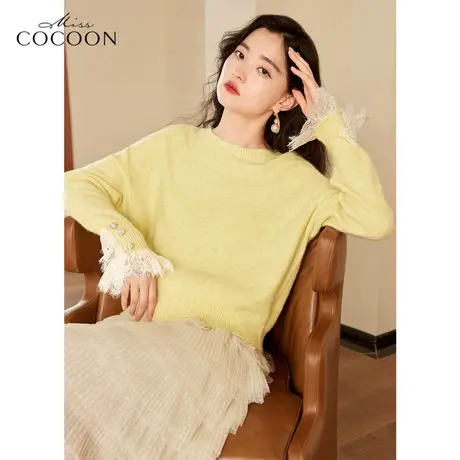 missCOCOON黄色毛衣女2023新款春季温柔气质洋气保暖时尚针织上衣商品大图