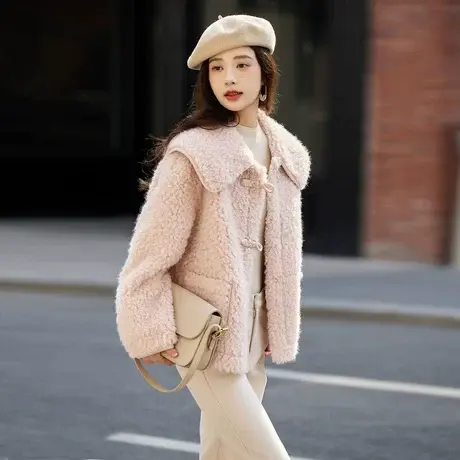 时尚气质外套2023年冬季新款翻领减龄温柔百搭短款厚款皮草上衣商品大图