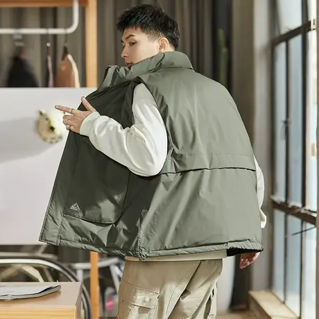 唐狮2023秋冬季新款棉衣男士背心工装户外潮加厚无袖外套上衣1.09商品大图