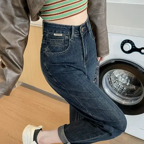 牛仔裤女春秋季老爹裤2024新款宽松哈伦裤爆款裤子高腰显瘦萝卜裤商品大图