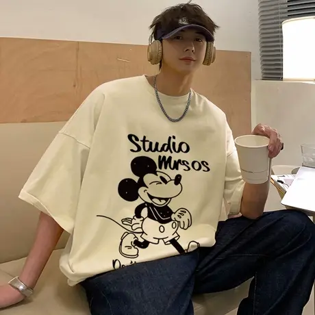 纯棉重磅短袖t恤男夏季新款卡通印花休闲圆领体恤宽松透气半袖潮商品大图