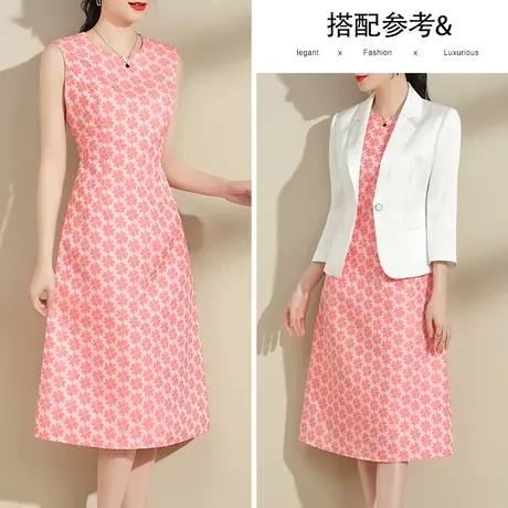 水墨青华2024春装新品百搭印花背心裙修身打底无袖连衣裙马甲裙图片