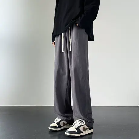 男裤春秋款2024新款宽松直筒休闲裤大码中年春装弹力纯棉男士裤子图片