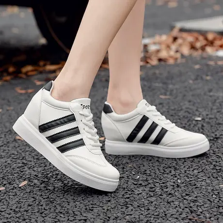 2024新款休闲鞋厚底轻便鞋子低帮运动鞋女款秋冬内增高小白鞋韩版图片