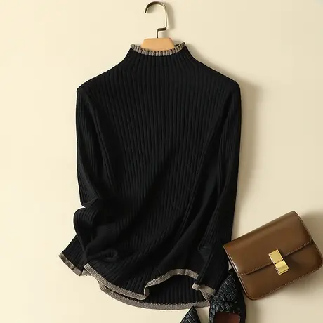 半高领毛衣套头打底衫女秋冬2023年新款内搭爆款百搭洋气针织衫女商品大图