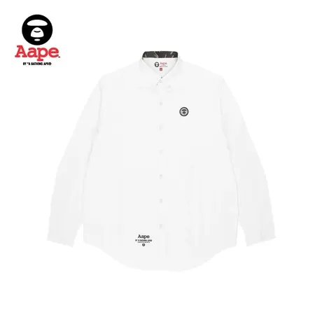 Aape旗舰店男装春夏猿颜纯色字母印花长袖衬衫8393XXI商品大图