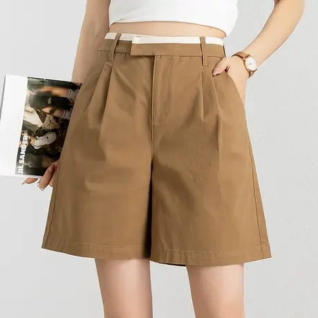 高腰休闲短裤女2023新款夏薄款a字阔腿中裤五分裤女夏季显瘦5分裤商品大图