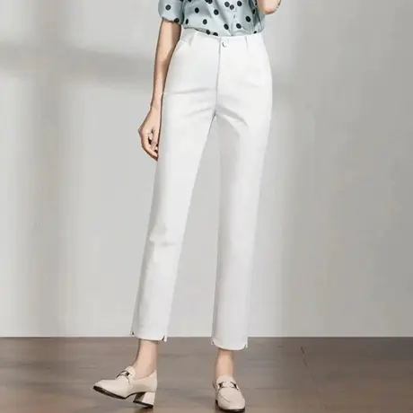 黑色烟管裤子女春秋职业西裤2023新款休闲直筒九分小个子西装裤子图片