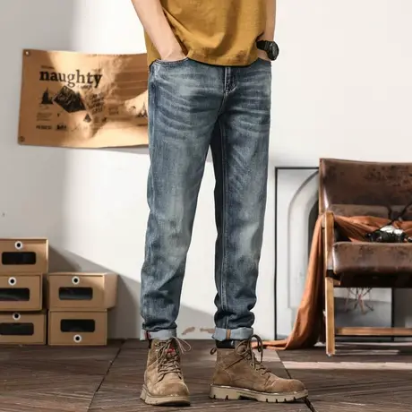 时尚潮流百搭男士牛仔裤夏季薄款复古宽松休闲牛仔裤水洗韩版潮流商品大图