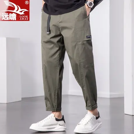 纯棉裤子夏天男款潮牌宽松工装休闲长裤夏季冰丝薄款九分裤子男款商品大图