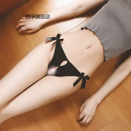 情趣内衣蝴蝶结开裆情趣内裤性感诱惑女士性感丁字裤商品大图