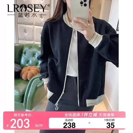 蓝若水大码冬季新款保暖加绒高级感外套胖MM炸街显瘦美式棒球服潮商品大图