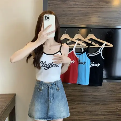 美背小吊带背心女夏季薄款抹胸内搭带胸垫一体式白色外穿打底上衣商品大图
