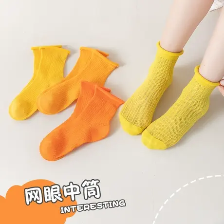 儿童袜子春秋薄款袜子女童夏季网眼袜子棉袜中筒夏天透气短袜商品大图