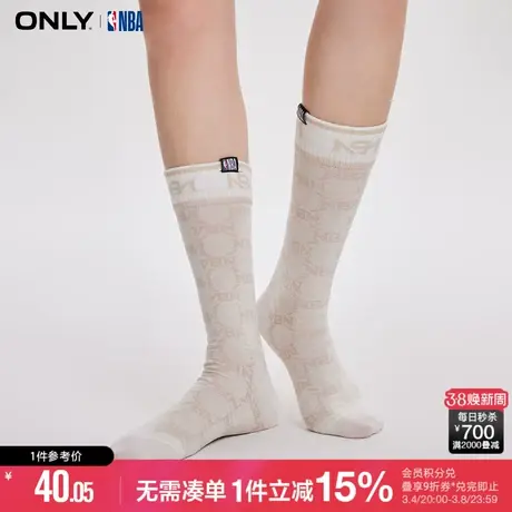 ONLY冬季NBA联名款舒适满印螺纹中筒袜子女|12341Q001图片