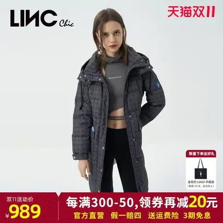 LINC金羽杰2023冬新款复古防护感反季专柜断码女款中长款羽绒服女商品大图