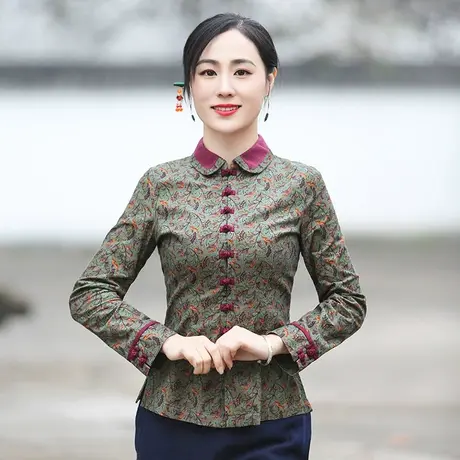 唐装女中国风2022年新款改良旗袍上衣棉麻素衣茶服中式禅意女装商品大图