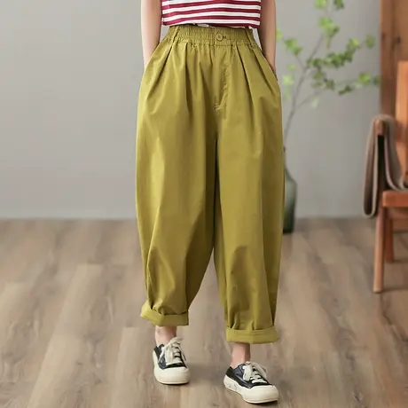 dza 高腰显瘦纯色全棉直筒裤女2023春夏新款休闲裤宽松百搭阔腿裤图片