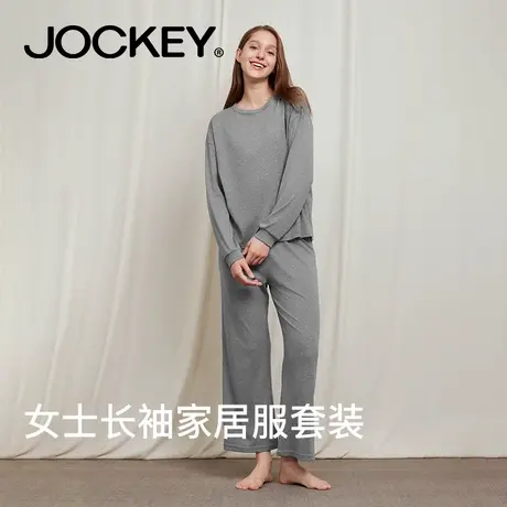 jockey女士长袖睡衣长裤简约套头基础款宽松柔软可外穿家居服套装商品大图