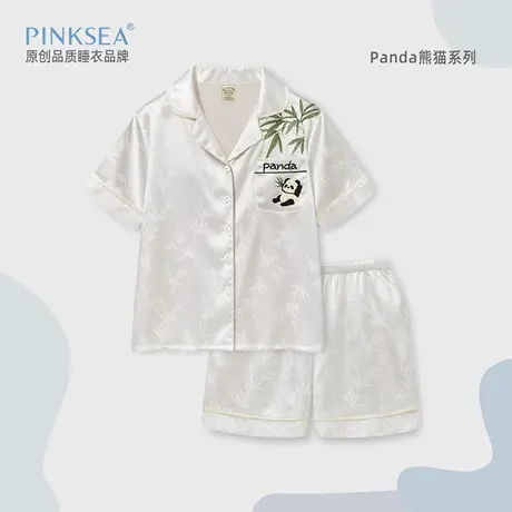 Pinksea冰丝睡衣女款夏季新中式短袖短裤女士家居服夏天薄款套装图片