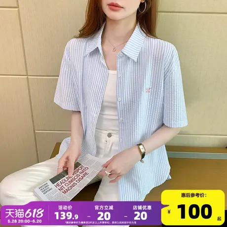 唐狮25新款女短袖衬衫夏季小清新衬衣外套百搭休闲薄爆款韩系bl商品大图