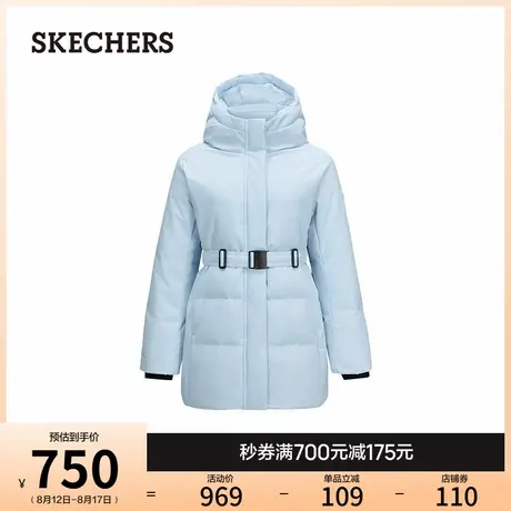 斯凯奇秋冬季女士中长款时尚羽绒服蓄热加绒保暖连帽轻质棉服外套商品大图