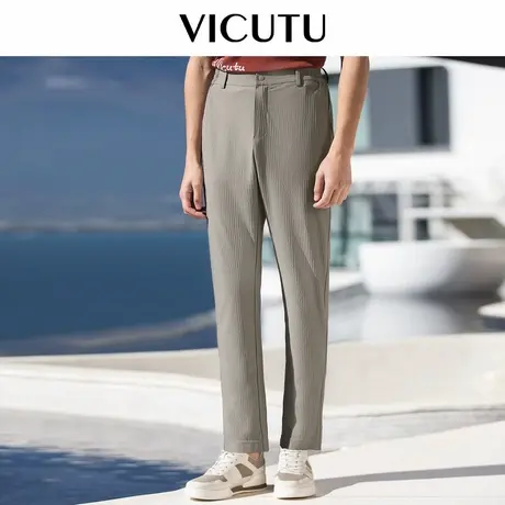 VICUTU威可多男士针织裤年新款舒适透气松紧腰休闲百搭修身裤子图片