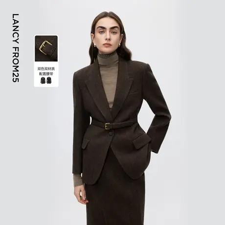 【高智系列】朗姿老钱风高端羊毛西装通勤西服女2025年冬季新款商品大图