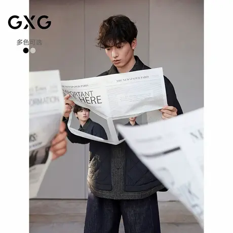 GXG男装  绗缝牛仔拼接假两件设计棉服夹克休闲外套 25年冬季新品图片