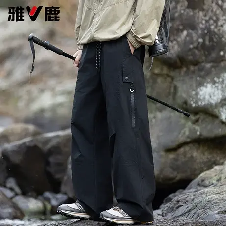 雅鹿2026春季新款大口袋户外阔腿工装裤男青年防水休闲弯刀长裤子商品大图
