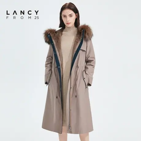 朗姿线下商场同款冬季长款皮草派克服TL1H404RLC009图片