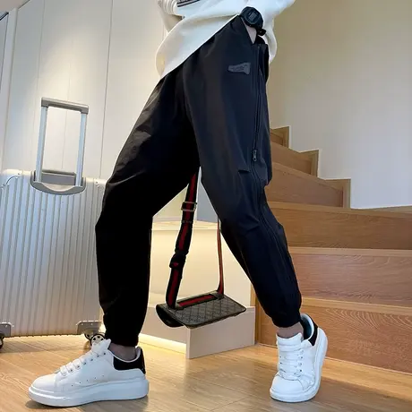 秋季束脚休闲工装裤男个性贴标拉链设计感户外青年哈伦运动裤卫裤商品大图