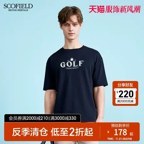 SCOFIELD 男T恤夏青春活力透气T恤衫文字棉质亲肤圆领短袖图片