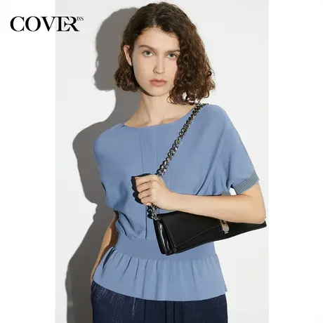 COVER春季柔弹力收腰短袖针织衫图片