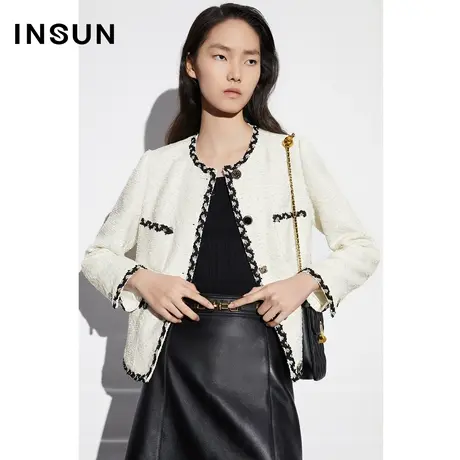 COVER春季蝴蝶纱亮丝小香风外套图片