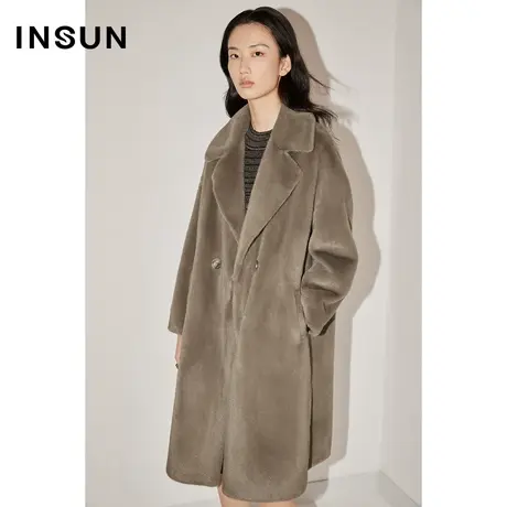 COVER冬季环保皮草显瘦慵懒风毛呢大衣图片