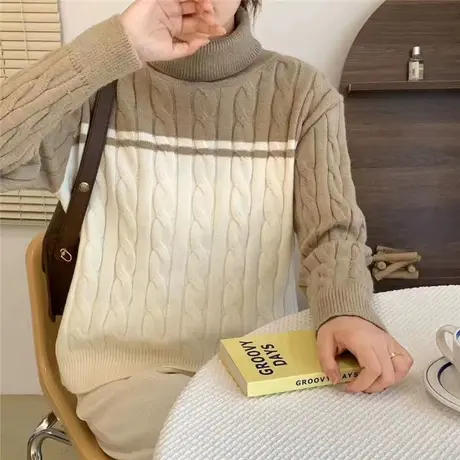 女士高领加厚毛衣冬装2023年新款爆款针织打底衫宽松洋气女内搭冬商品大图