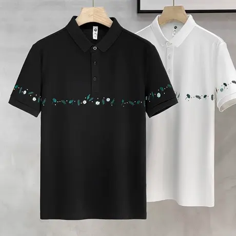 夏季刺绣Polo衫男短袖潮牌痞帅翻领T恤男装2025新款夏装薄款上衣商品大图
