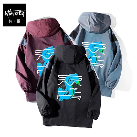 伟臣大码男装加肥加大男外套春秋胖子夹克秋季连帽新款潮流休闲商品大图