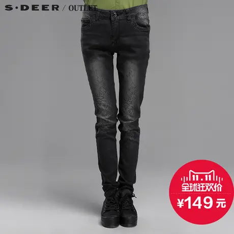 s.deer【新品】圣迪奥专柜正品复古做旧蛇纹印花长裤S14480811商品大图